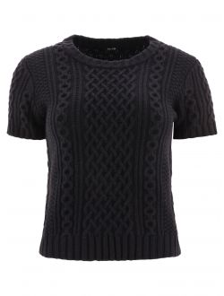 Short-sleeved cable sweater