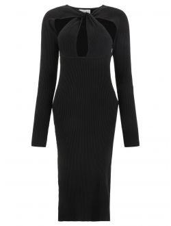 Twisted ribbed dress with cut-out