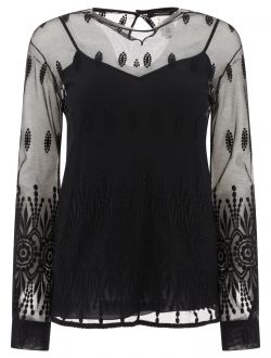 Embroidered lace top