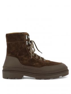 Suede and rubber-effect combat boots