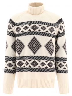Ethnic Jacquard turtleneck sweater