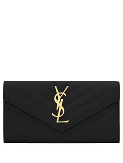 Saint Laurent Cassandre Matelass&eacute; Large Flap Wallet In Grain De Poudre Leather