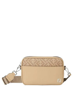 Fendi Squared FF Camera Case Beige leather and FF Canvas bag