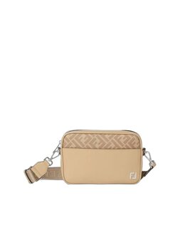Fendi Squared FF Camera Case Beige leather and FF Canvas bag