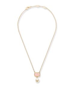 Valentino Garavani VLogo Signature Necklace in Metal, Pearl and Swarovski&reg; Crystals