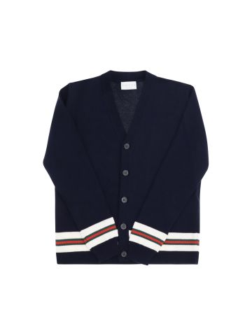 Cardigan with Web stripes