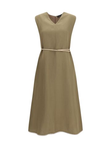 V-neck belted Dress