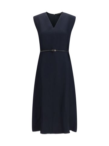 V-neck belted Dress