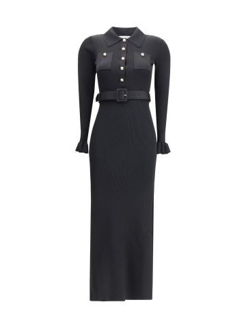 BLACK RIBBED KNIT MAXI DRESS