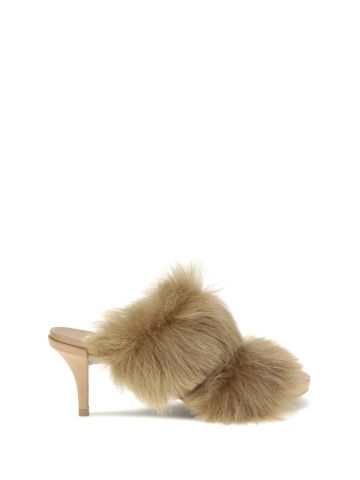Fur-trimmed mules Sandals
