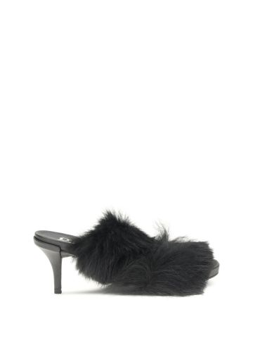 Fur-trimmed mules Sandals