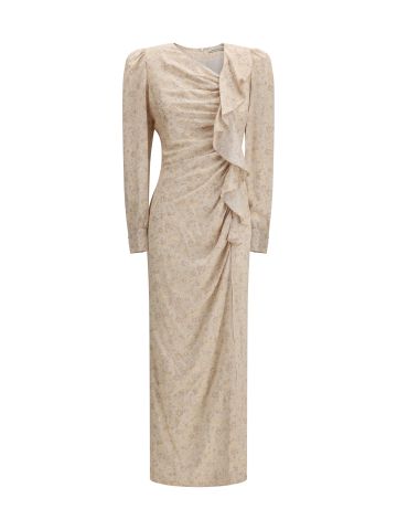 Jacquard Draped Dress with flounces