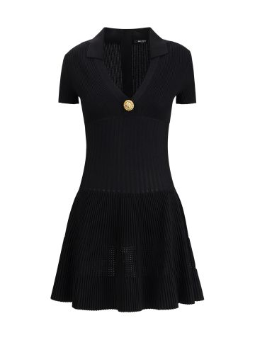 فستان ميني محبوك واسع الحواف