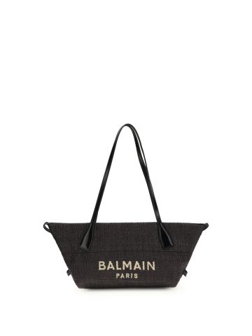 Calfskin and Raffia Track Shoulder Bag