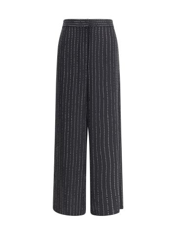 Wide-leg silk Pants with strass