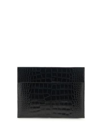 SHINY PRINTED CROC SLIM FLAP PORTFOLIO