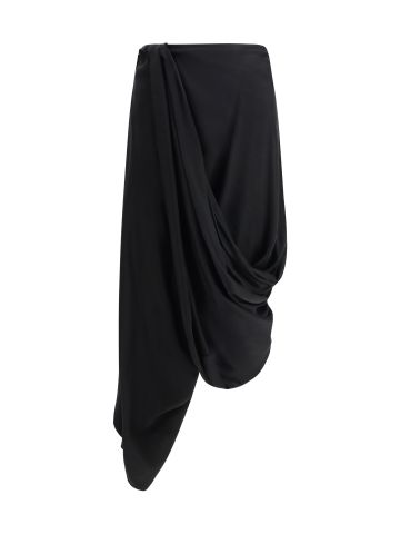 Asymmetric Midi Skirt in cupro