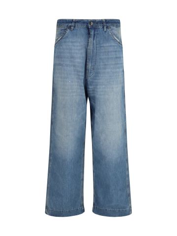 Patchwork-detail wide leg Jeans