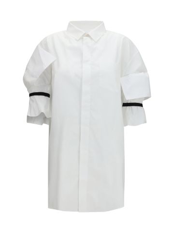 Shirt with elasticated sleeves