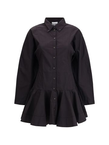 STRETCH COTTON BUTTONED MINI DRESS